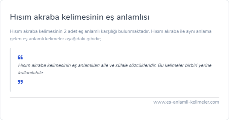 Hısım akraba kelimesinin es anlami