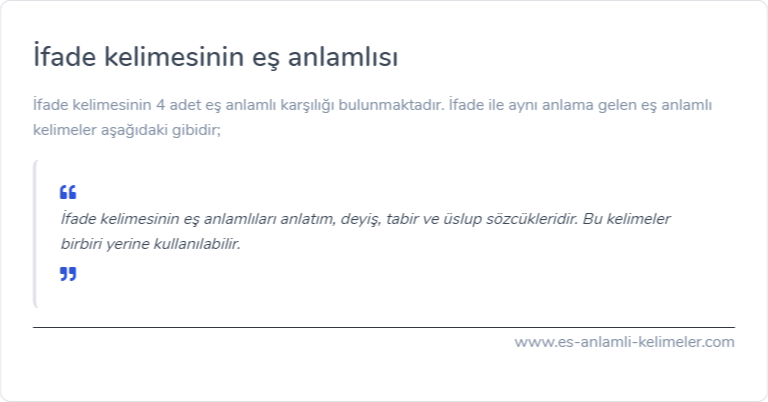 İfade kelimesinin eş anlamı nedir?