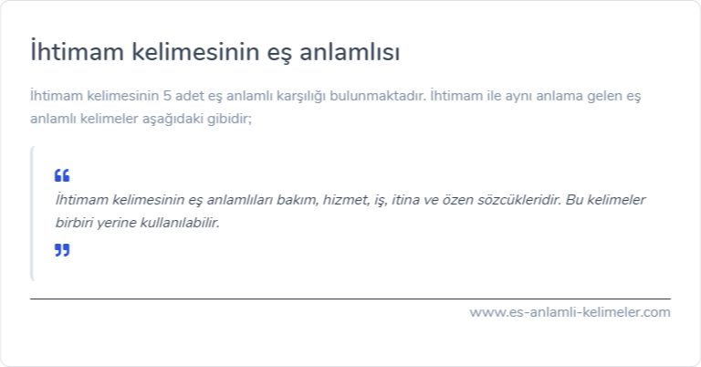 İhtimam kelimesinin eş anlamlısı nedir?