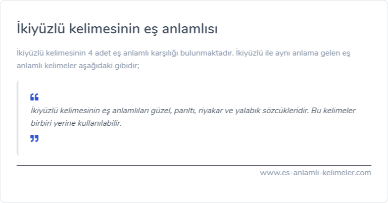 İkiyüzlü kelimesinin eş anlamı nedir?