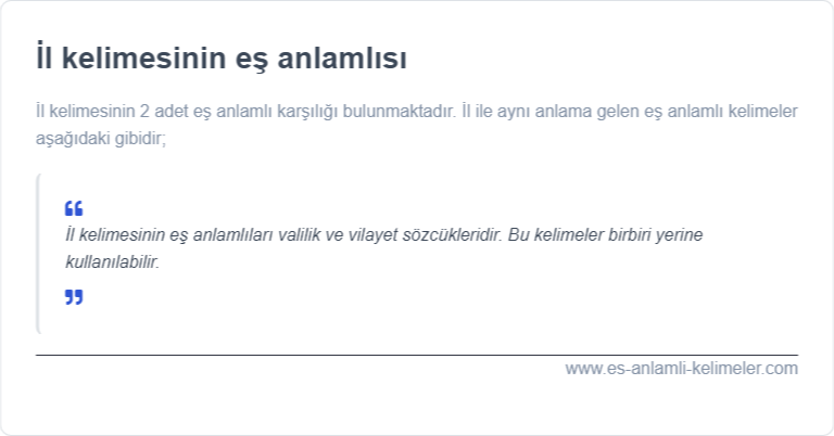 İl kelimesinin eş anlamlısı