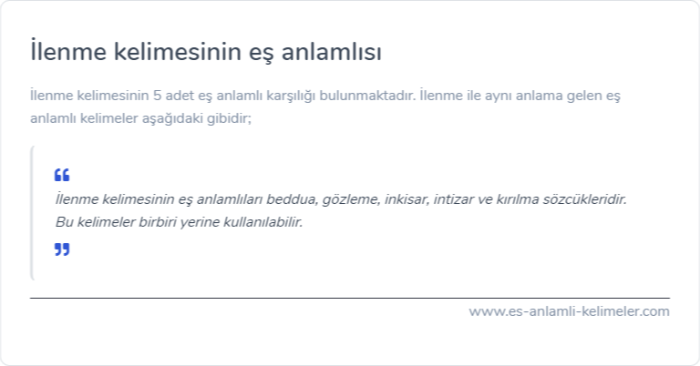 İlenme eş anlamlısı ne?