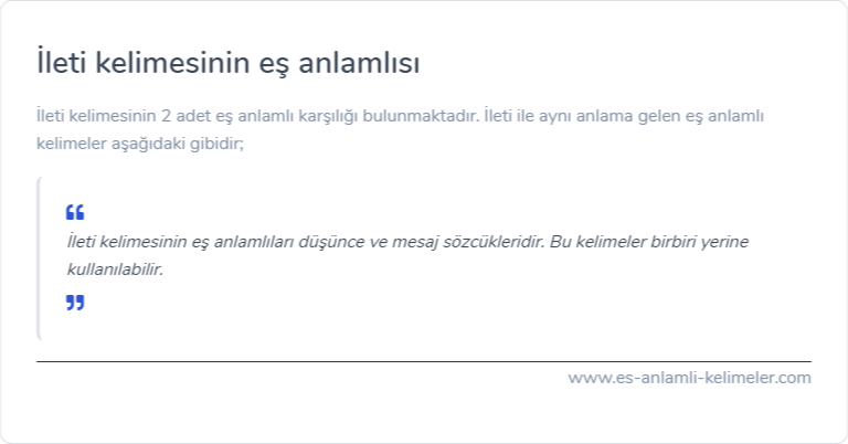 İleti kelimesinin eş anlamı nedir?