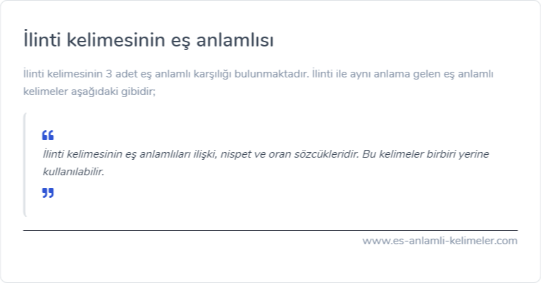 İlinti eş anlamlısı nedir?