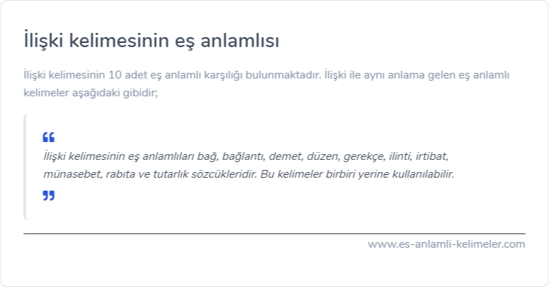 İlişki eş anlamlısı ne?