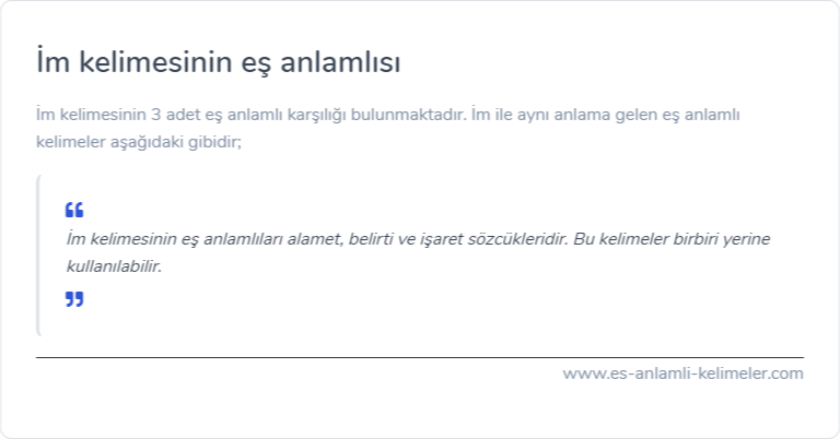 İm eş anlamlısı nedir?