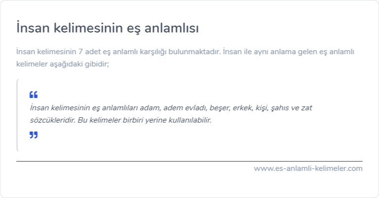 İnsan kelimesinin es anlamlisi ne