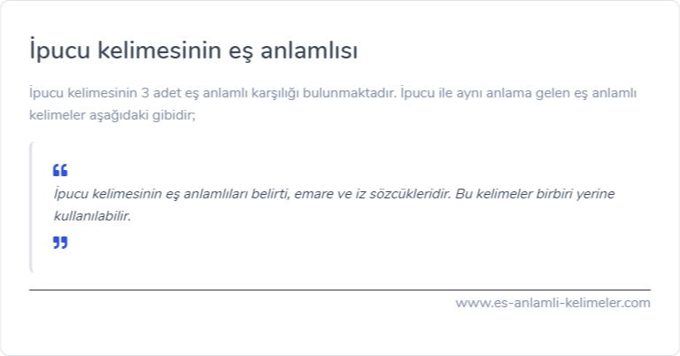 İpucu kelimesinin es anlami