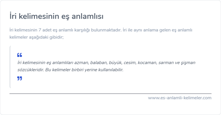 İri kelimesinin es anlami ne?