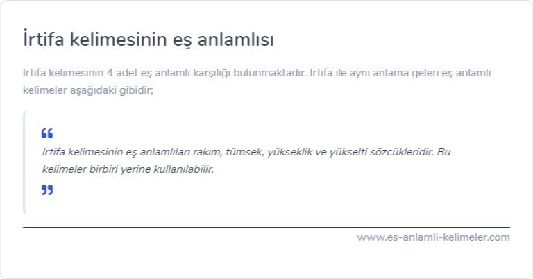 İrtifa kelimesinin eş anlamlısı nedir?