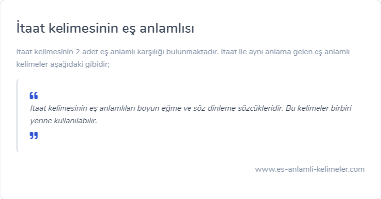 İtaat kelimesinin es anlamlisi nedir