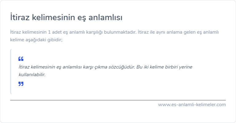 İtiraz kelimesinin eş anlamlısı nedir?