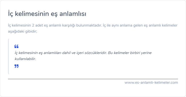 İç kelimesinin es anlami ne?