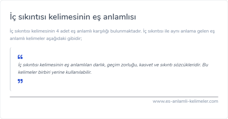 İç sıkıntısı eş anlamlısı ne?