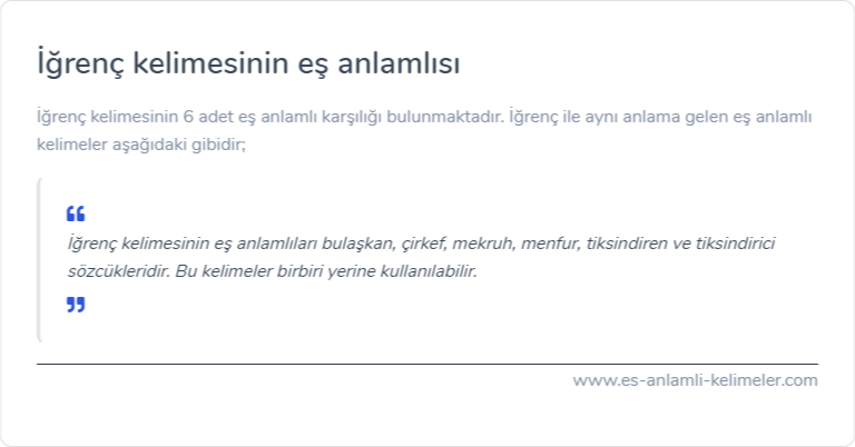 İğrenç kelimesinin eş anlamlısı nedir?