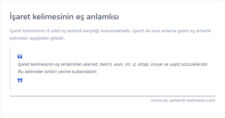 İşaret kelimesinin es anlamlisi ne