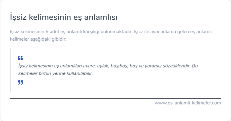 İşsiz kelimesinin es anlamlisi