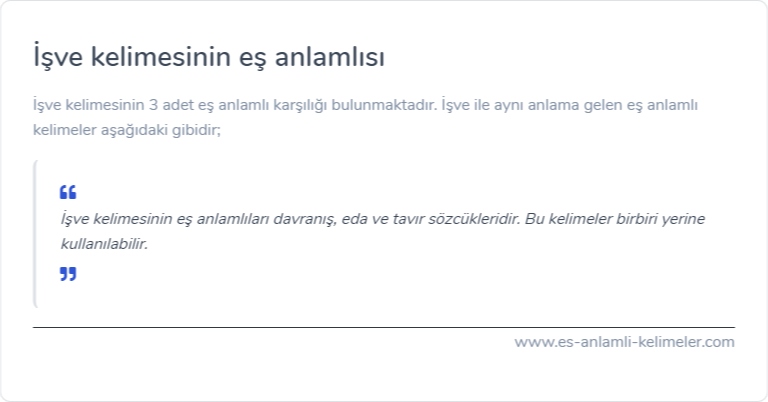 İşve kelimesinin es anlami