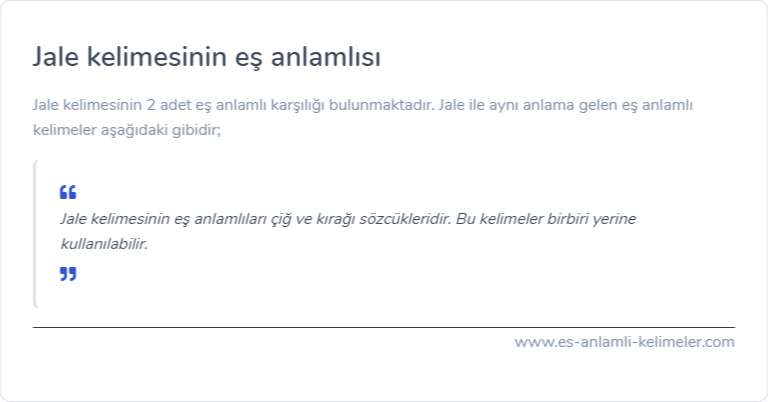 Jale eş anlamlısı