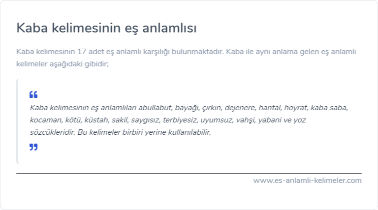 Kaba kelimesinin eş anlamı