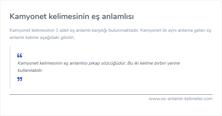 Kamyonet eş anlamı nedir?