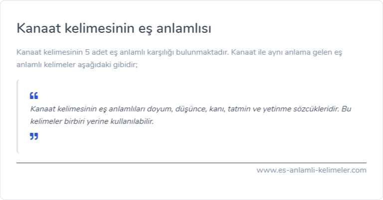 Kanaat es anlamlisi nedir?