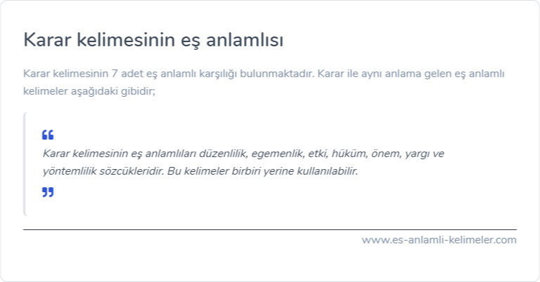 Karar kelimesinin es anlamlisi nedir