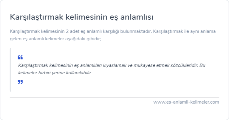 Karşılaştırmak es anlami nedir?