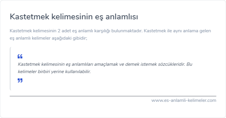 Kastetmek eş anlamı nedir?