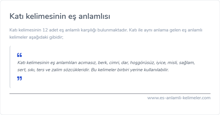 Katı kelimesinin eş anlamı