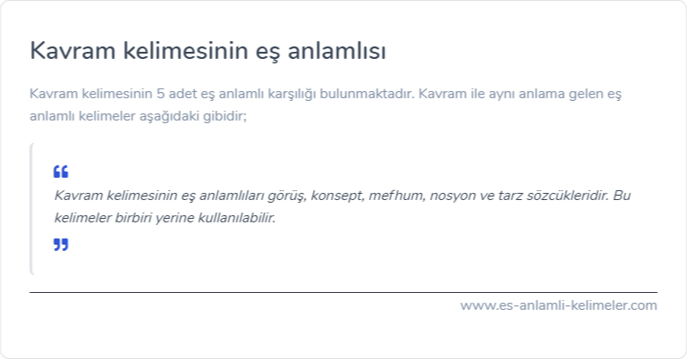 Kavram kelimesinin eş anlamı ne?