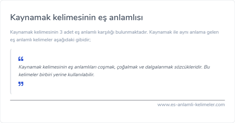 Kaynamak eş anlamı