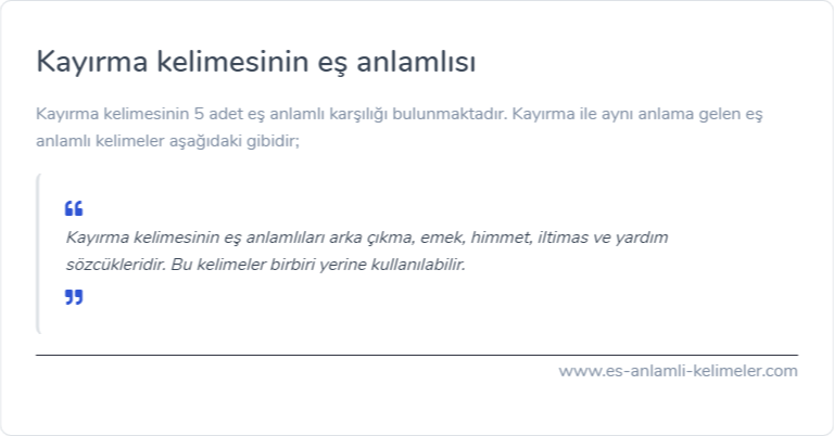 Kayırma kelimesinin eş anlamlısı ne?