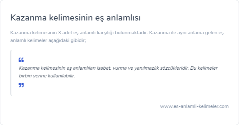 Kazanma kelimesinin eş anlamı nedir?