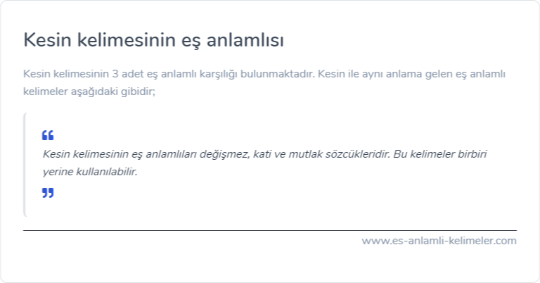 Kesin es anlamlisi ne?