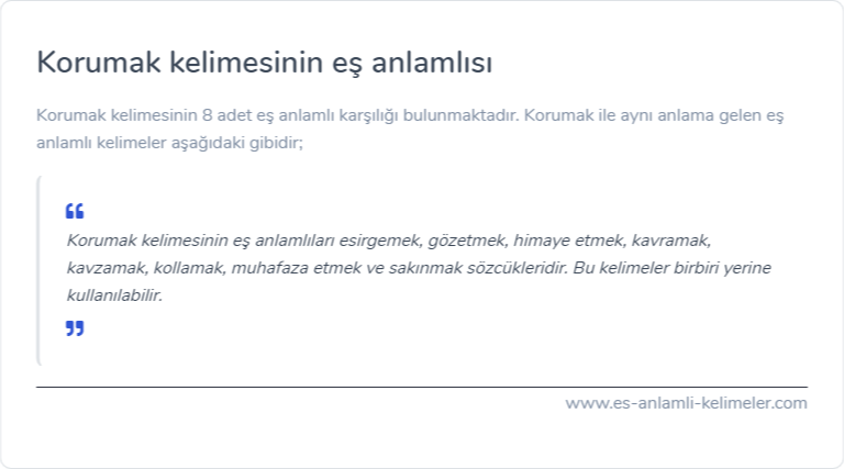 Korumak kelimesinin eş anlamlısı nedir?