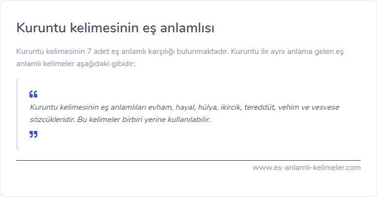 Kuruntu kelimesinin eş anlamlısı nedir?