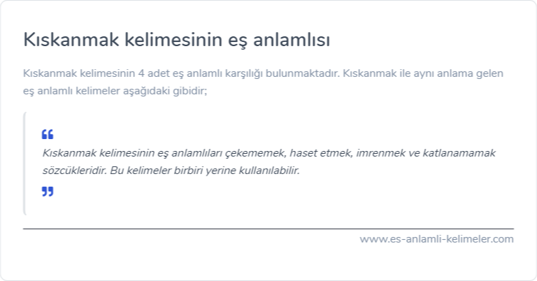 Kıskanmak kelimesinin eş anlamlısı ne?