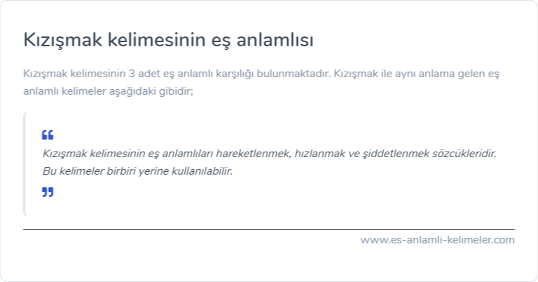 Kızışmak kelimesinin eş anlamlısı