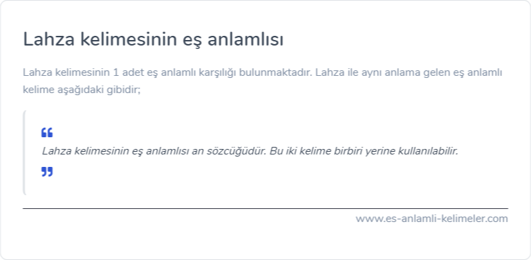 Lahza kelimesinin es anlamlisi