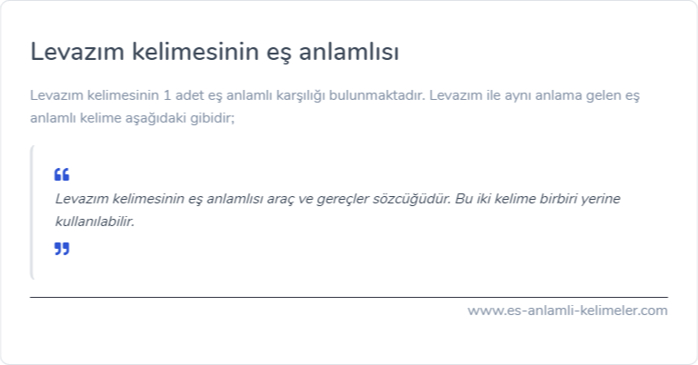 Levazım kelimesinin eş anlamlısı