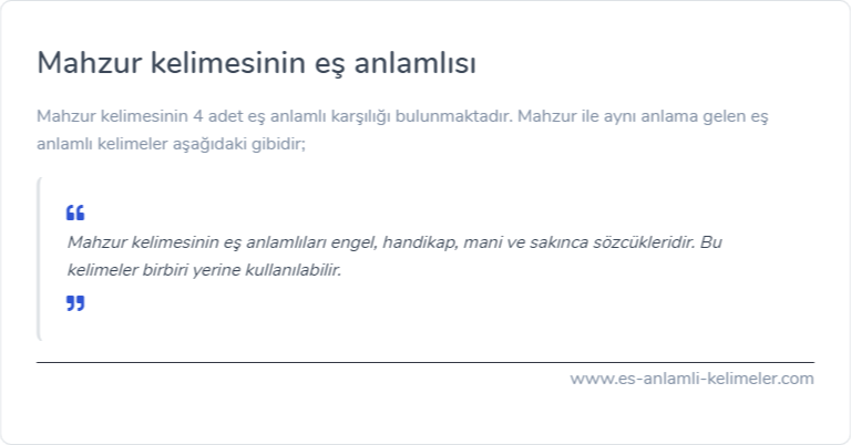 Mahzur kelimesinin eş anlamlısı ne?