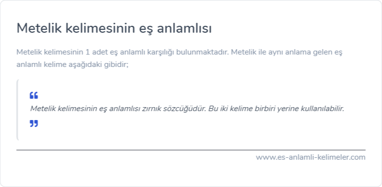 Metelik es anlami