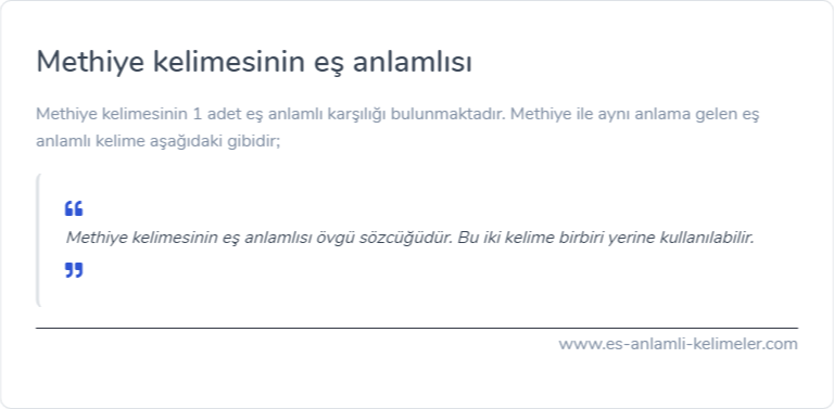 Methiye kelimesinin es anlamlisi