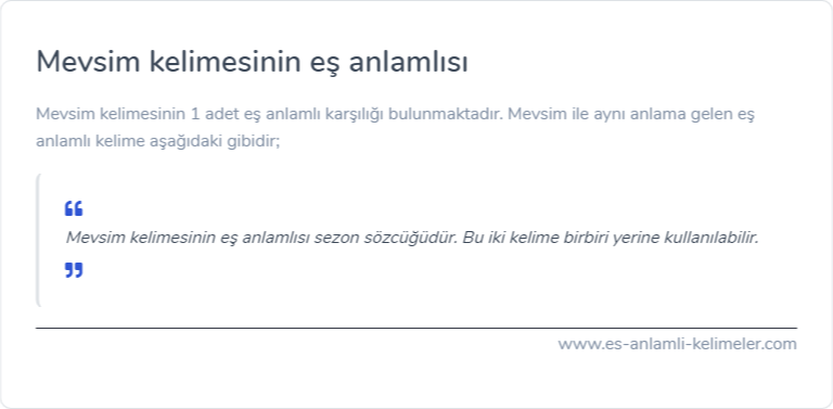 Mevsim es anlami