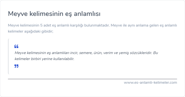 Meyve kelimesinin es anlami