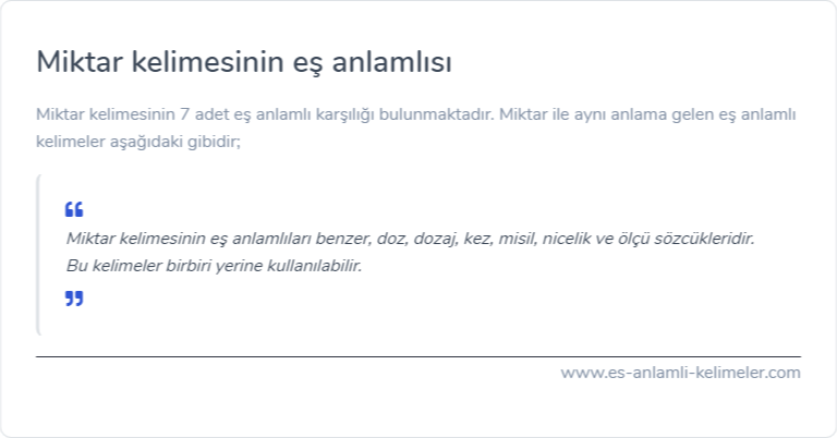 Miktar es anlami nedir?