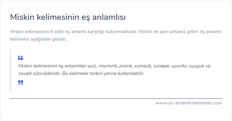 Miskin kelimesinin es anlami ne?