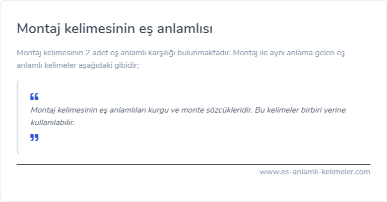 Montaj es anlamlisi nedir?