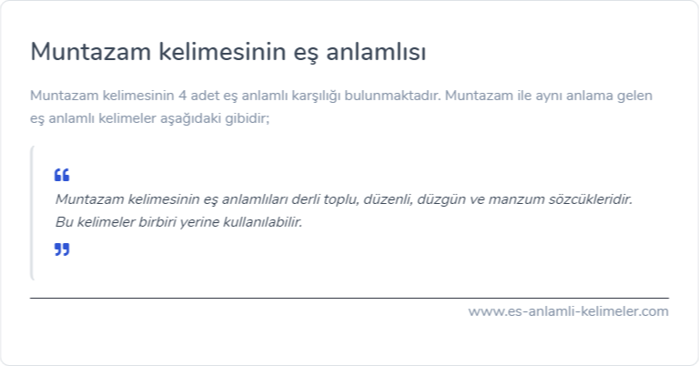 Muntazam kelimesinin es anlamlisi